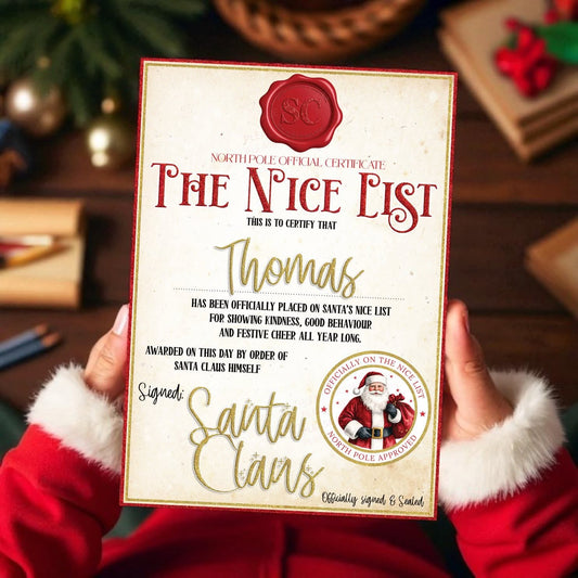Personalised nice list certificate - Red 🎅