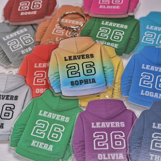 Personalised Leavers Hoodie Keyrings 💜