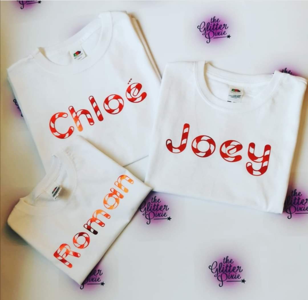 Personalised Candy Cane Tshirt - Children