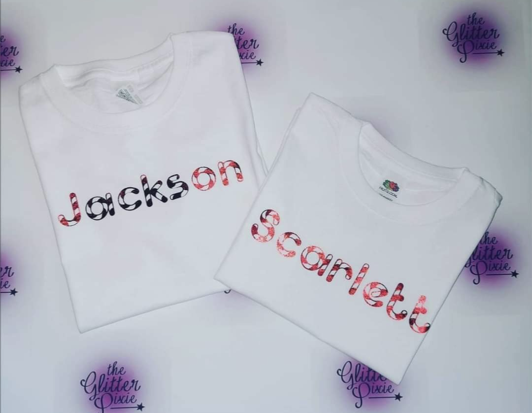 Personalised Candy Cane Tshirt - Children