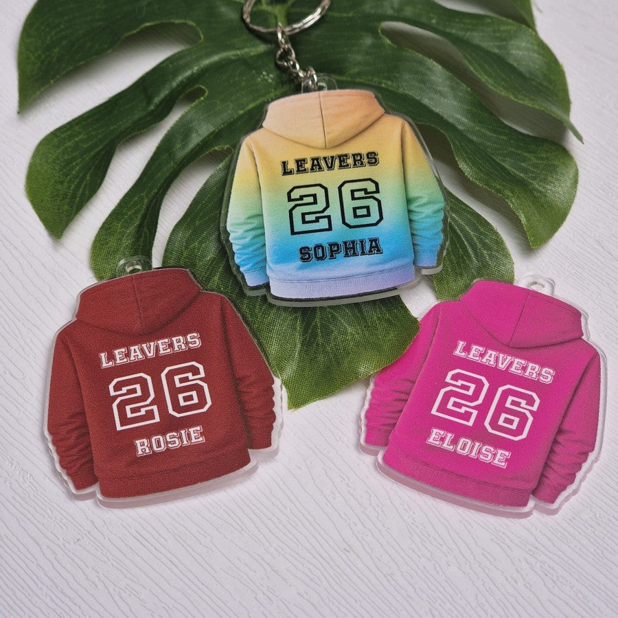 Personalised Leavers Hoodie Keyrings 💜