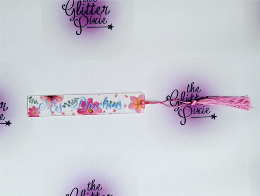 Personalised Floral Acrylic bookmark